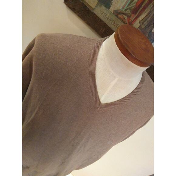FYNCH-HATTON SUPERFINE COTTON Men's 3XL V Neck Brown Sweater Jumper - Picture 2 of 12